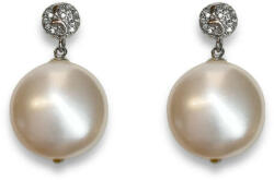 Swarovski Gyöngy Fülbevaló - Kremszín - 15 mm - 925 Ezüst