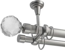 CrystalLine Dupla Függönyrúd - Ezüst Fém - 320 cm (CRISTAL-ZIMTATA-SILVER-02-320)