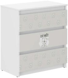  Ifjúsági 3 fiókos Komód - Maci - fehér