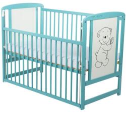 BabyNeeds - Patut din lemn Timmi 120x60 cm, cu laterala culisanta, Mint (BOTIM03MIN)