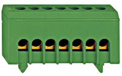 Schrack PE kapocs blokk, 7x10/16mm2, 63A, zöld/sárga, szigetelt (IK021037I-)