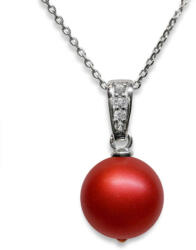 Swarovski - Rouge Piros Gyöngy Ezüst Nyaklánc - 8mm (glam796)