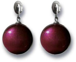 Swarovski - Kristálygyöngy Ezüst Fülbevaló - Bordó - 16mm