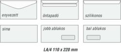  LA4 Öntapadó Boríték - Jobb Ablakos - 110x220 mm