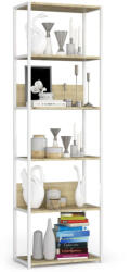 AKORD Loft Fém Polcrendszer - 6 Polc - Fehér/Artisan Tölgy - 60x192 cm (REGMETBIAARTCL600)