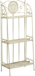  Elegáns Kovácsoltvas Polc - 3 Polcos - Antik Fehér - 48x27x113cm
