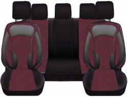 DeluxeBoss Set Huse Scaune Auto pentru Renault Kadjar - DeluxeBoss, stofa cu piele ecologica, pt bancheta rabatabila fractionata, negru cu rosu, 11 piese