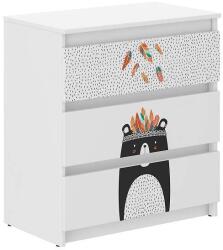  Ifjúsági 3 fiókos Komód - Indián medve - fehér