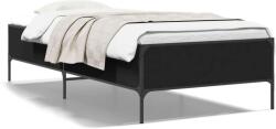 vidaXL Fekete Ágykeret - Fém és Fa - 90x200 cm (844966)