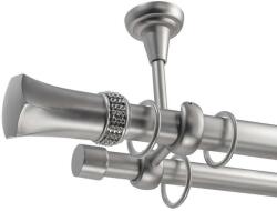 Pluto Dupla Függönyrúd - 320 cm - Fém, Ezüst (PLUTO-SILVER-02-320)