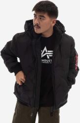 Alpha Industries rövid kabát Logo Puffer férfi, fekete, téli - fekete M