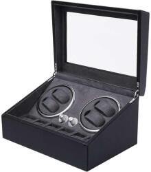 iUni órafelhúzó 4 + 6 tárolóhely, Öko bőr, Fekete