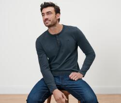 Tchibo Férfi hosszú ujjú henley felső, /Mustang Sötétkék XL