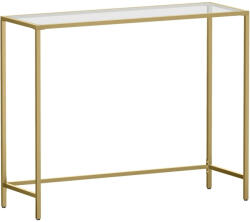 VASAGLE Konzolasztal fém vázzal edzett üveglappal, óarany 100x35x80cm (LGT26G)
