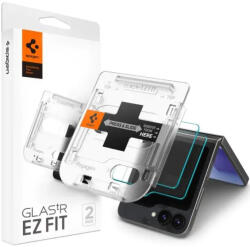 Samsung Galaxy Z Flip6 SM-F741B, Kijelzővédő fólia, ütésálló fólia az íves részre nem hajlik rá! ), Tempered Glass (edzett üveg), Előlapi kijelzőre, Spigen Ez Fit, Clear, 2 db / csomag