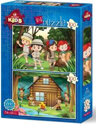 Art Puzzle Puzzle Art Puzzle din 2 x 100 de piese - Tabara cercetasilor (4519) Puzzle