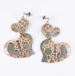  Áttört Dupla Szív Ezüst Fülbevaló - Ródium Bevonat