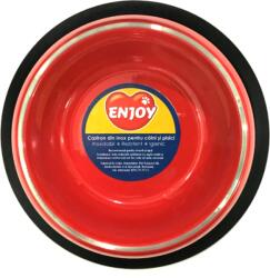 Enjoy Castron rosu antiderapant din inox pentru caini si pisici Enjoy 0.25 L