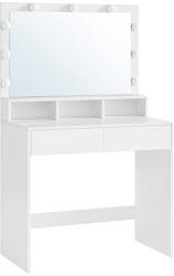 SongmicsHome Masă de toaletă VANESA cu oglindă mare și iluminare, 80x40x140cm, albă
