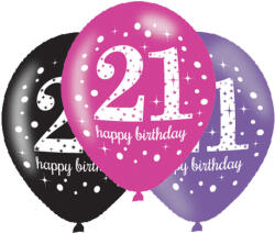 Amscan Születésnapi számos lufi 21 - rózsaszín party 6 db