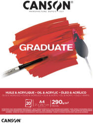 Canson Olaj- és Akrilfestő Papírtömb A/4 290 Gramm Álló Fejben Ragasztott 20 Ív/Tömb Graduate (C400110380)
