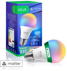 NOUS P3 okos Tuya Wi-Fi RGB izzó (E27 foglalat), Matter kompatibilis (NOU-LAM-P3-E27-RGB-TUYA)
