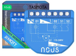 Nous B3T okos Wi-Fi-s 2 áramkörös, fogyasztásmérős, redőny / motoros függöny vezérlő modul (Tasmota firmware, Matter) (NOU-REL-B3T-2PM)