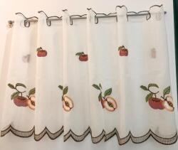Hiko Perdea tip in, brodata, scurta cu inaltime de 60cm, pentru bucatarie, Hiko Apple pentru prindere direct pe geam (100005922)