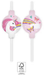 Procos Unicorn Rainbow Colors, Unikornis papír szívószál, 4 db-os szett FSC PNN93767 (PNN93767)