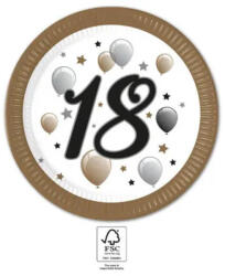 Procos Milestone, Happy Birthday 18 papírtányér 8 db-os 23 cm FSC PNN95611 (PNN95611)