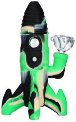 Urban Crew Bong silicon/sticla Rocket verde/negru 20cm