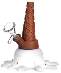 Urban Crew Bong silicon ICE CREAM cu apa GLOW IN THE DARK alb 13cm