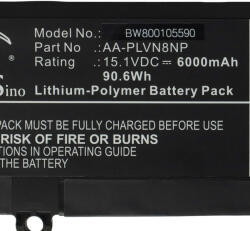 VHBW Notebook akkumulátor Samsung AA-PLVN8NP, BA43-00359A - 6000 mAh 15, 1 V Li-polimer, fekete (800105590)