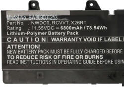 VHBW Notebook akkumulátor Dell X26RT, RCVVT, NWDC0 - 6800 mAh 11, 55 V Li-polymer (889001253)