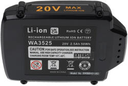 VHBW Elektromos kéziszerszámgép akkumulátor Rockwell RW9351.1-et - 2500 mAh, 20 V, Li-Ion (888401583)