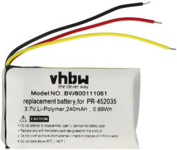 VHBW Vezeték nélküli fejhallgató elem a Bose PR-452035-höz - 240 mAh 3, 7 V Li-polimer (800111061)