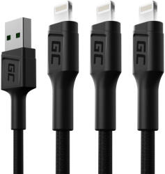  3 x GC Ray USB - Lightning 120cm gyors töltés iPhone, iPad, iPod-hoz, fehér LED KABGCSET05 (KABGCSET05)