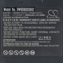 VHBW Akkumulátor - 2000 mAh, 21, 6 V, Li-Ion (889000882)