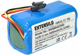 VHBW Akkumulátor Qihoo INR18650 M264S1P, LR-PAS0638W-EU, 2ASP4-S5 típusokhoz - 3400 mAh, 14, 8 V, Li-Ion (888402990)
