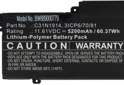VHBW Notebook akkumulátor Asus 0B200-03730100, 3ICP6/70/81, C31N1914 - 5200 mAh 11, 61 V Li-polymer (889000779)