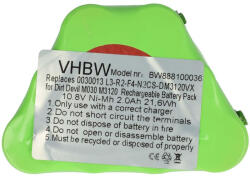 VHBW Akkumulátor Dirt Devil 0030013, L3-R2-F4-N2 számára - 2000 mAh, 10, 8 V, NiMH (888100036)