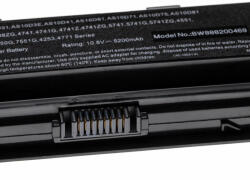 VHBW Notebook akkumulátor Acer 31CR19/65-2, 31CR19/66-2, 31CR19/652 - 5200 mAh 10, 8 V Li-polimer, fekete (888200469)