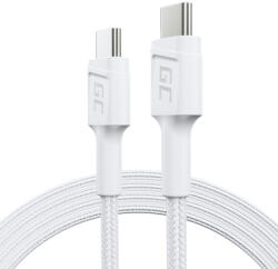 Green Cell fehér USB Kábel GC Power Stream USB-C 120 cm Gyorstöltési funkcióval, Power Delivery 60W, Ultra Charge, Quick Charge 3.0 KABGC30W (36627)