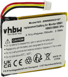 VHBW GlobalSat H553438 Okosóra Elem - 750 mAh 3, 7 V Li-polimer (889003790)