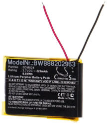 VHBW MP3-lejátszó elem a SanDisk SDMX24-hez - 220 mAh 3, 7 V Li-polimer (888202963)