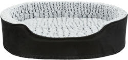TRIXIE TRIXIE Lino Vital, pat ovală câini și pisici, XS-S, poliester, husă detașabilă, pernă reversibilă, negru și gri, 60 x 45 cm