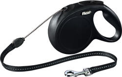 flexi FLEXI Classic, lesă șnur retractabilă câini, reflectorizant, poliester, negru, M(20kg, 8m)