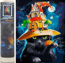 NORIMPEX - Puzzle Pictura cu diamant: Pisica de Halloween 30x40 cm - 1 - 39 piese