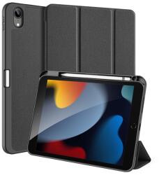 Dux Ducis DOMO tok álló, bőr hatású (aktív FLIP, oldalra nyíló, TRIFOLD Apple pencil tartó, textil minta) FEKETE Apple IPAD 10.9 (2022) (GP-131442)
