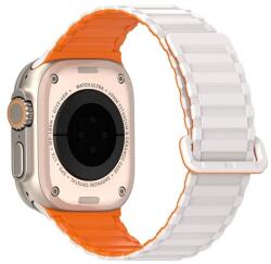 DUX DUCIS KJ pótszíj (egyedi méret, nagy, szilikon, izzadságálló, mágneses) EZÜST/NARANCSSÁRGA Apple Watch Series 5 44mm, Watch Series 4 44mm, Watch Series 3 42mm (GP-162522)
